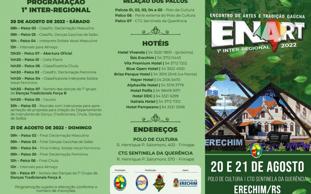 Erechim será sede da 1ª classificatória do ENART